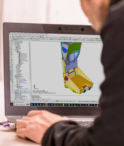 Man on a computer numerical simulation