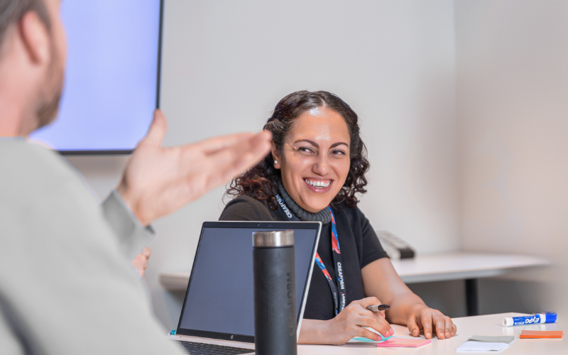 Two colleagues in a workshop