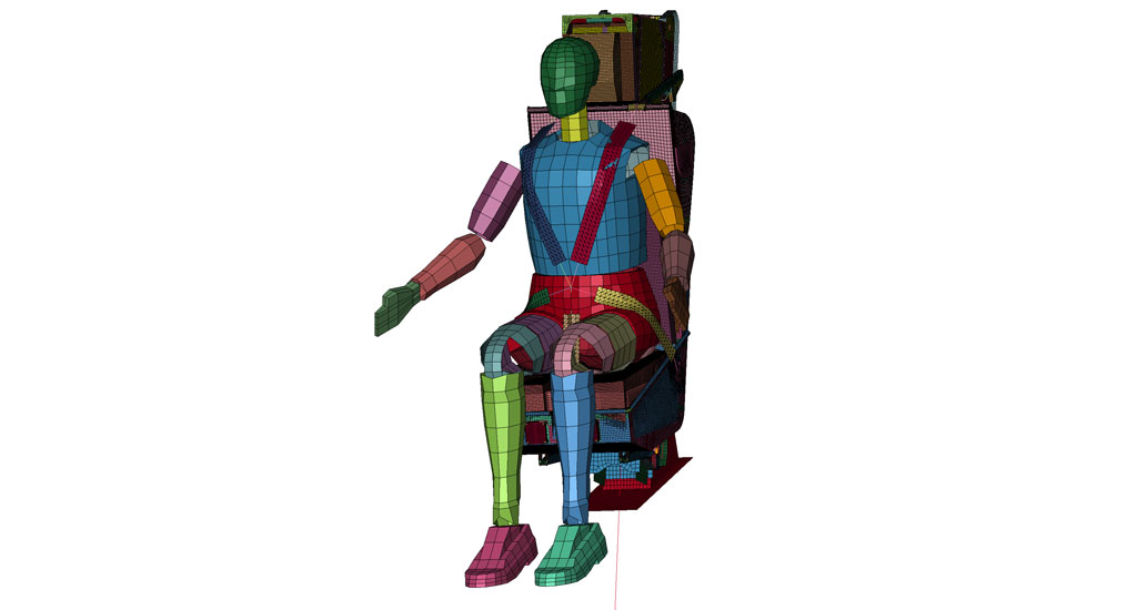 Modèle numérique du siège éjectable avec dispositif anthropomorphe d’essai (ATD)